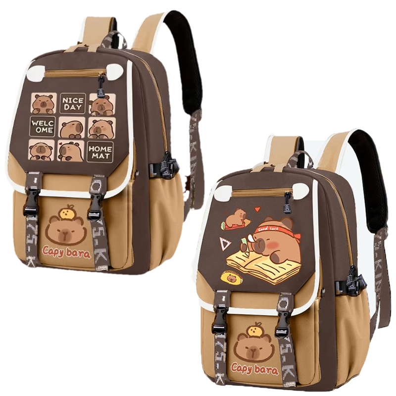 Kawaii Capybara Elegante kaki  - School Backpack Teen recensione e prezzo